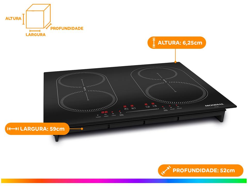 Cooktop 4 Bocas Indução Mondial Touch Preto Acendimento Automático CTI-03 - 4
