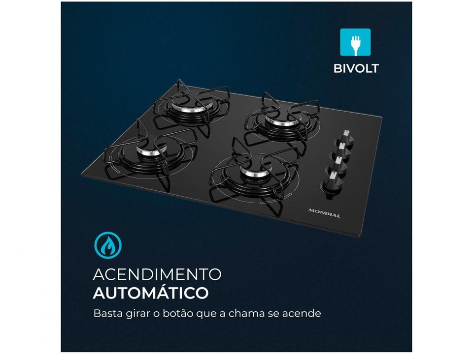 Cooktop 4 Bocas Mondial a Gás GLP Preto - CTG-01 - Bivolt - 5