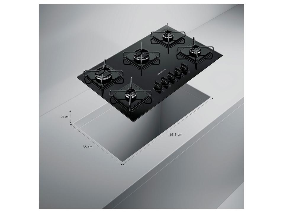 Cooktop 5 Bocas a Gás Brastemp GLP Preto Superautomático BDD75BE - 2