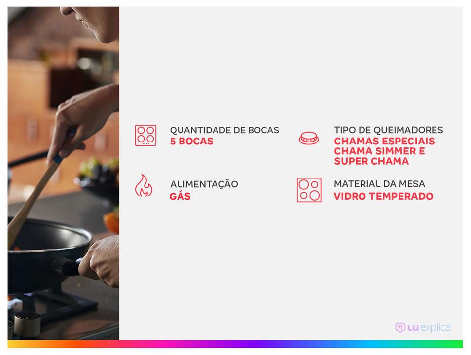 Cooktop 5 Bocas a Gás Brastemp GLP Preto Superautomático BDS75AE - 1