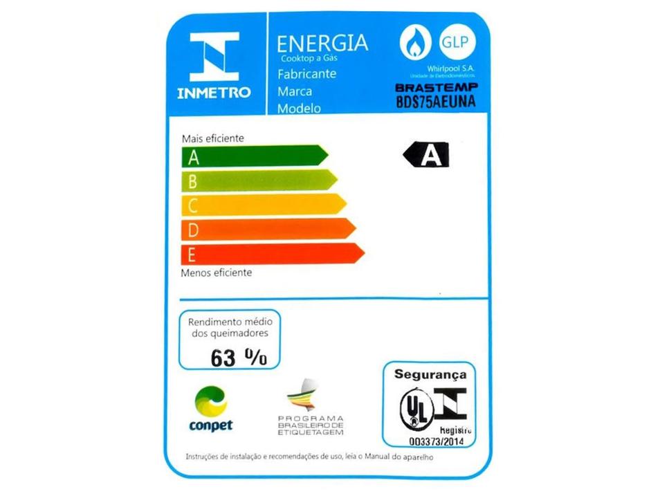 Cooktop 5 Bocas a Gás Brastemp GLP Preto Superautomático BDS75AE - 10