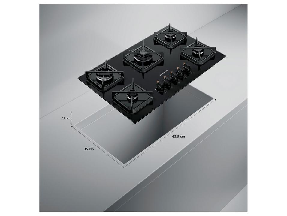Cooktop 5 Bocas a Gás Brastemp GLP Preto Superautomático BDS75AE - 2