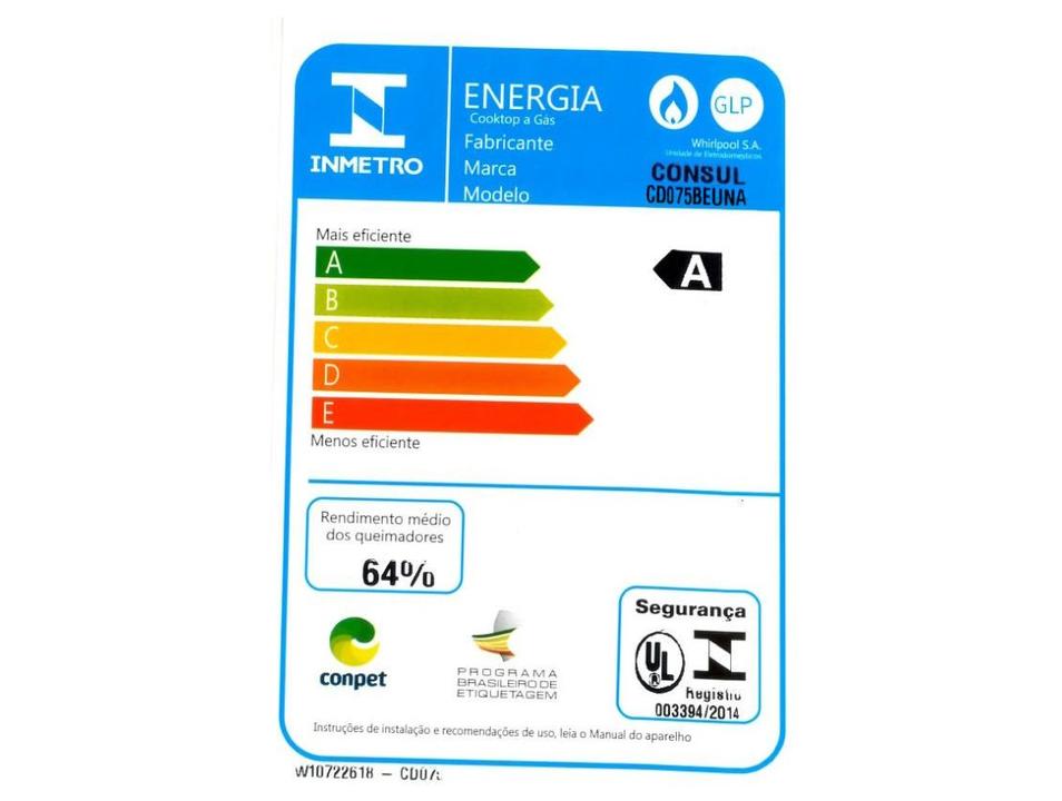 Cooktop 5 Bocas a Gás Consul GLP Preto Superautomático CD075BE - 9