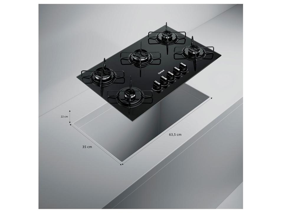 Cooktop 5 Bocas a Gás Consul GLP Preto Superautomático CD075BE - 2