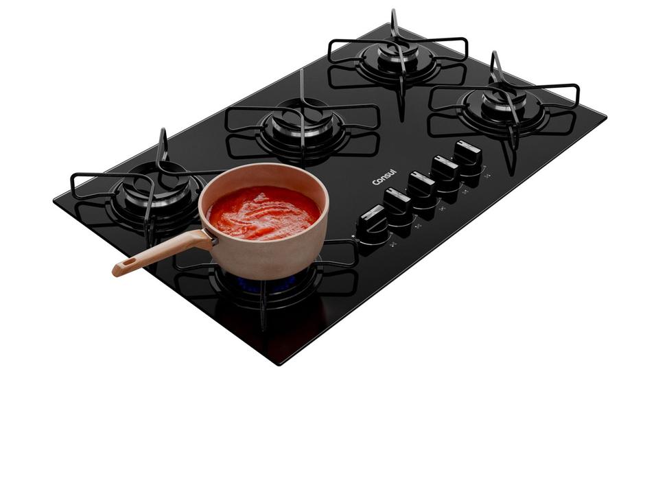 Cooktop 5 Bocas a Gás Consul Mesa de Vidro GLP Preto Superautomático CD075BE - 6