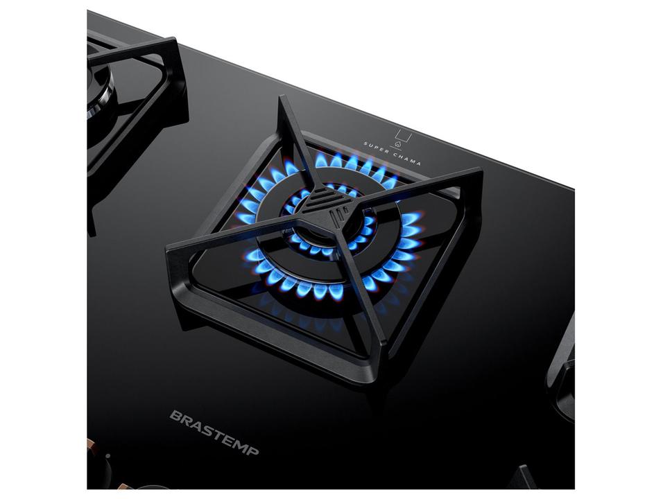 Cooktop 5 Bocas a Gás GLP Brastemp Mesa de Vidro Chama Simmer Preto Acendimento Superautomático BDS75AE - 7