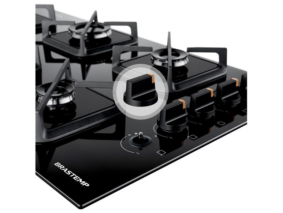 Cooktop 5 Bocas a Gás GLP Brastemp Mesa de Vidro Preto Acendimento Automático BDS85AE - 5