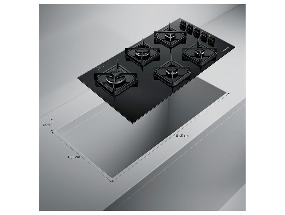 Cooktop 5 Bocas a Gás GLP Brastemp Mesa de Vidro Preto Acendimento Automático BDS85AE - 3