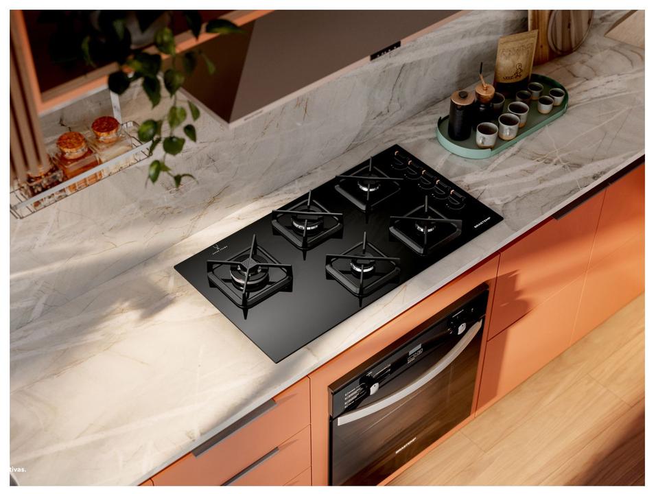 Cooktop 5 Bocas a Gás GLP Brastemp Mesa de Vidro Preto Acendimento Automático BDS85AE - 2