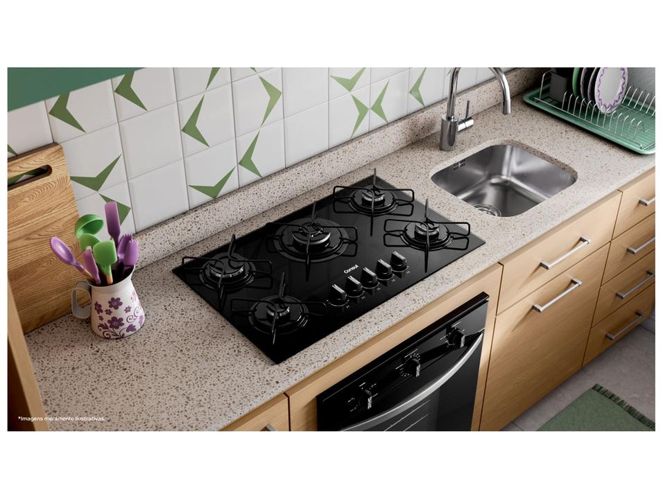 Cooktop 5 Bocas a Gás GLP Consul Mesa de Vidro Preto Acendimento Automático CDS75AE - 3