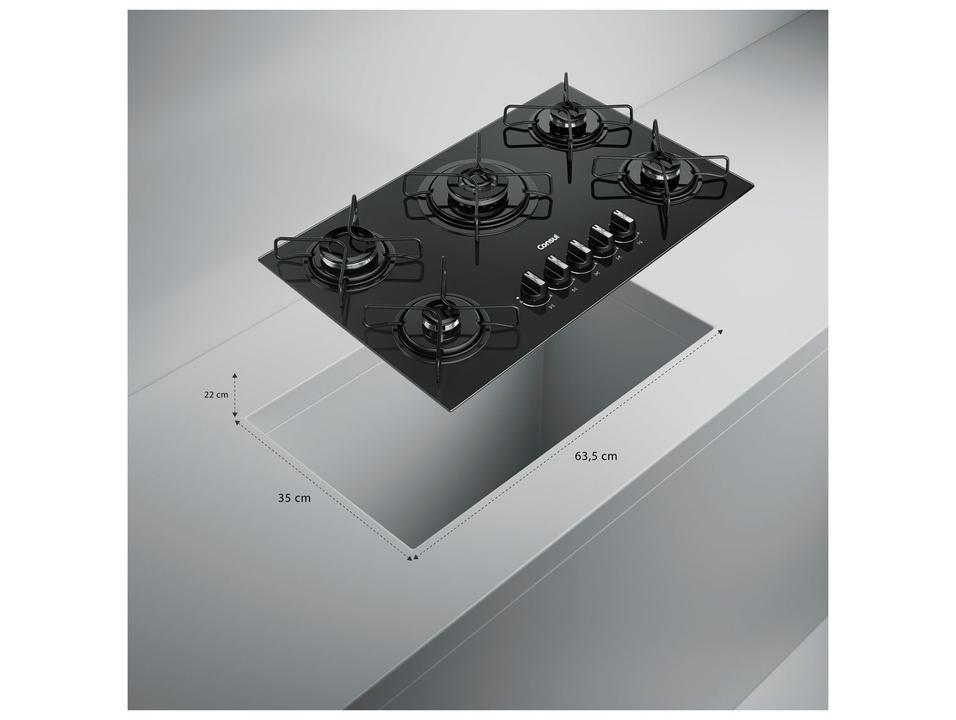 Cooktop 5 Bocas a Gás GLP Consul Mesa de Vidro Preto Acendimento Automático CDS75AE - 2