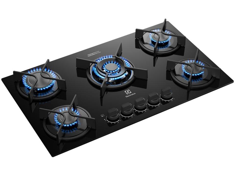 Cooktop 5 Bocas a Gás GLP Electrolux Mesa de Vidro Multi Chama Preto Acendimento Automático Experience KE5GC - 4