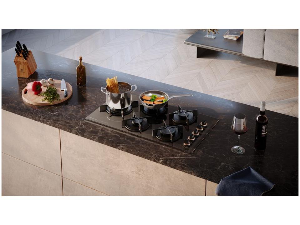 Cooktop 5 Bocas a Gás GLP Electrolux Mesa de Vidro Multi Chama Preto Acendimento Automático Pro Series KE5PS - 1