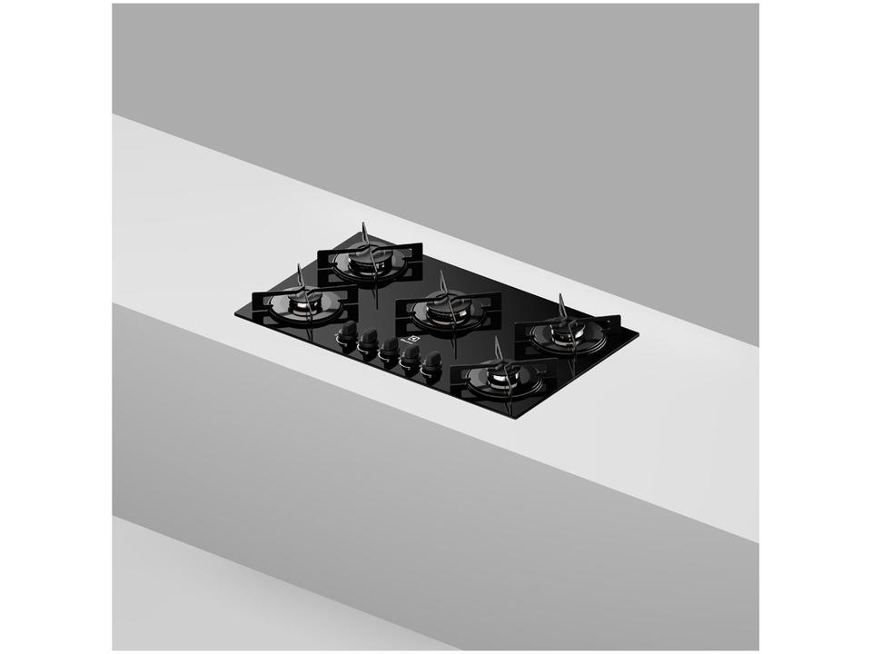 Cooktop 5 Bocas a Gás GLP Electrolux Mesa de Vidro Preto Acendimento Automático Efficient KE5GR - 5