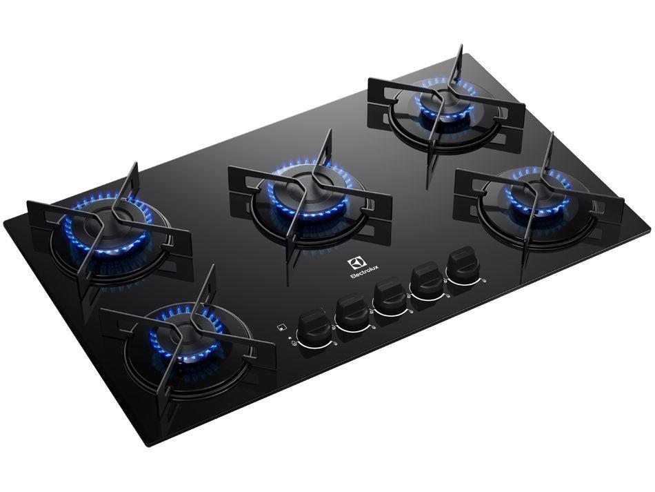 Cooktop 5 Bocas a Gás GLP Electrolux Mesa de Vidro Preto Acendimento Automático Efficient KE5GR - 6