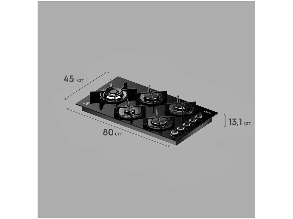 Cooktop 5 Bocas a Gás GLP Electrolux Mesa de Vidro Preto Multi Chama Super Automático Expert KE5GW - 2
