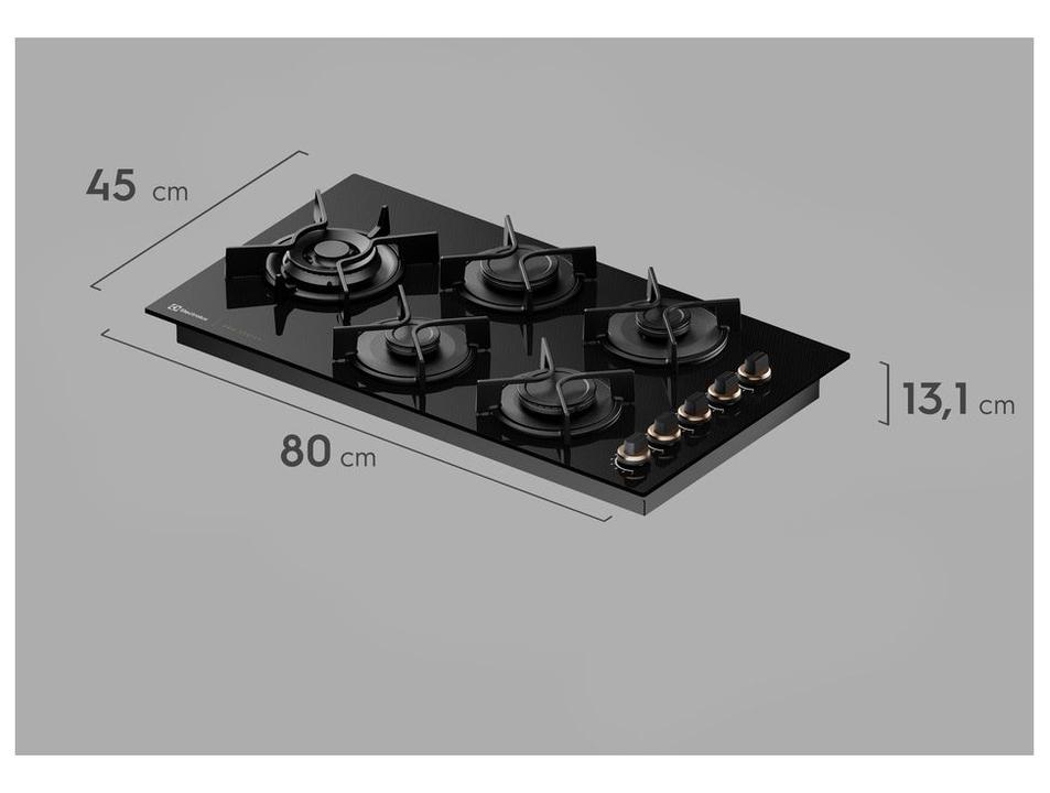 Cooktop 5 Bocas a Gás GLP Electrolux Preto Acendimento Automátic Pro Series KE5PS - 4