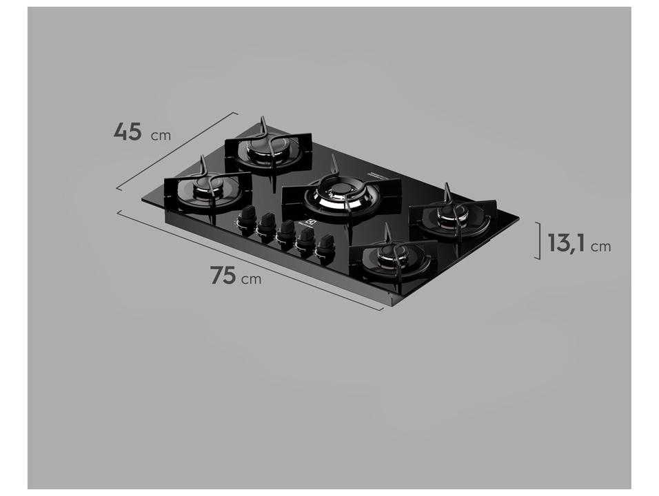 Cooktop 5 Bocas a Gás GLP Electrolux Preto Acendimento Automático Experience KE5GC - 4