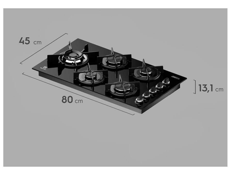 Cooktop 5 Bocas a Gás GLP Electrolux Preto Super Automático Expert KE5GW - 4