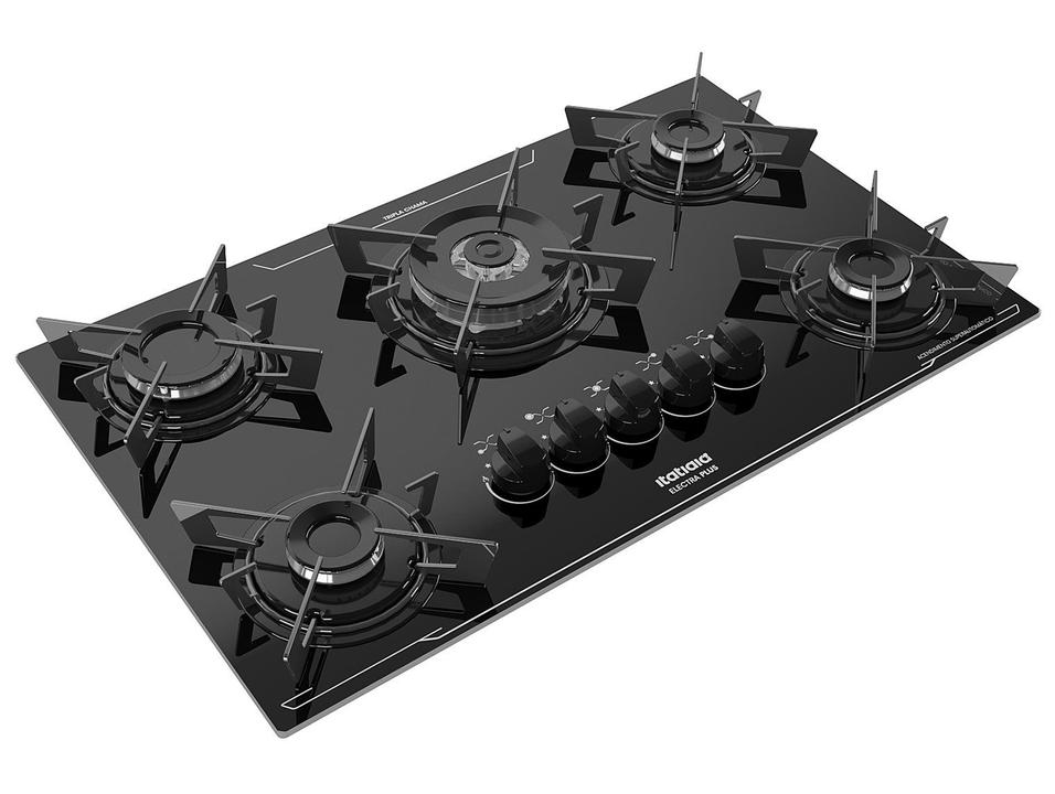 Cooktop 5 Bocas a Gás GLP Itatiaia Tripla Chama Preto Electra Plus - 6