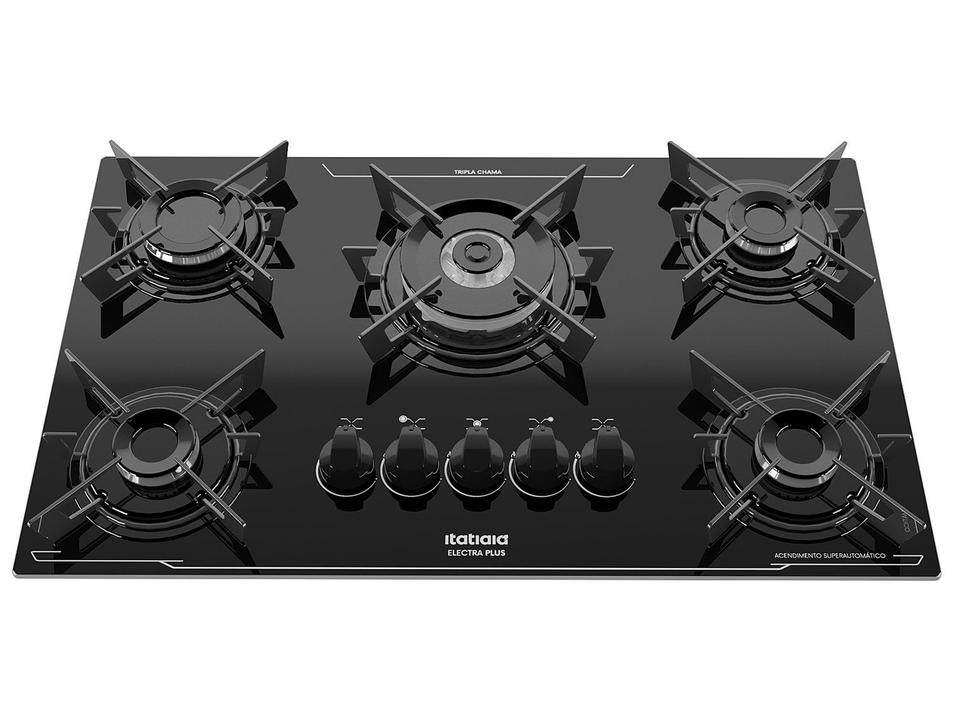 Cooktop 5 Bocas a Gás GLP Itatiaia Tripla Chama Preto Electra Plus - 5