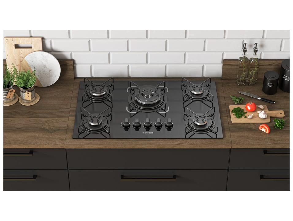 Cooktop 5 Bocas a Gás GLP Itatiaia Tripla Chama Preto Essencial - 3