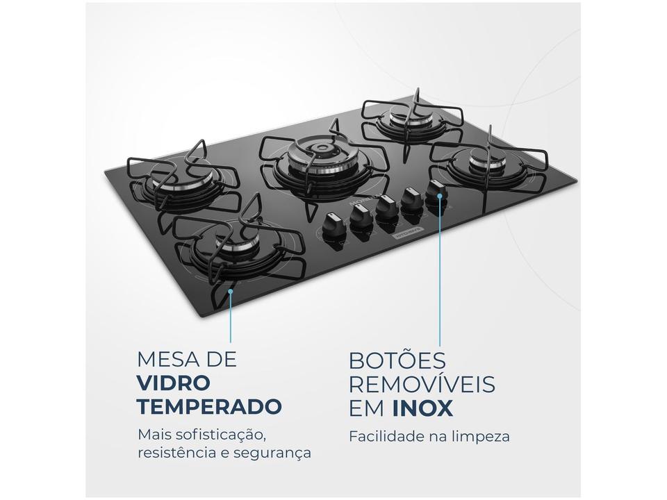 Cooktop 5 Bocas a Gás GLP Mondial Mesa de Vidro Preto Tripla Chama CTG-03 - 5