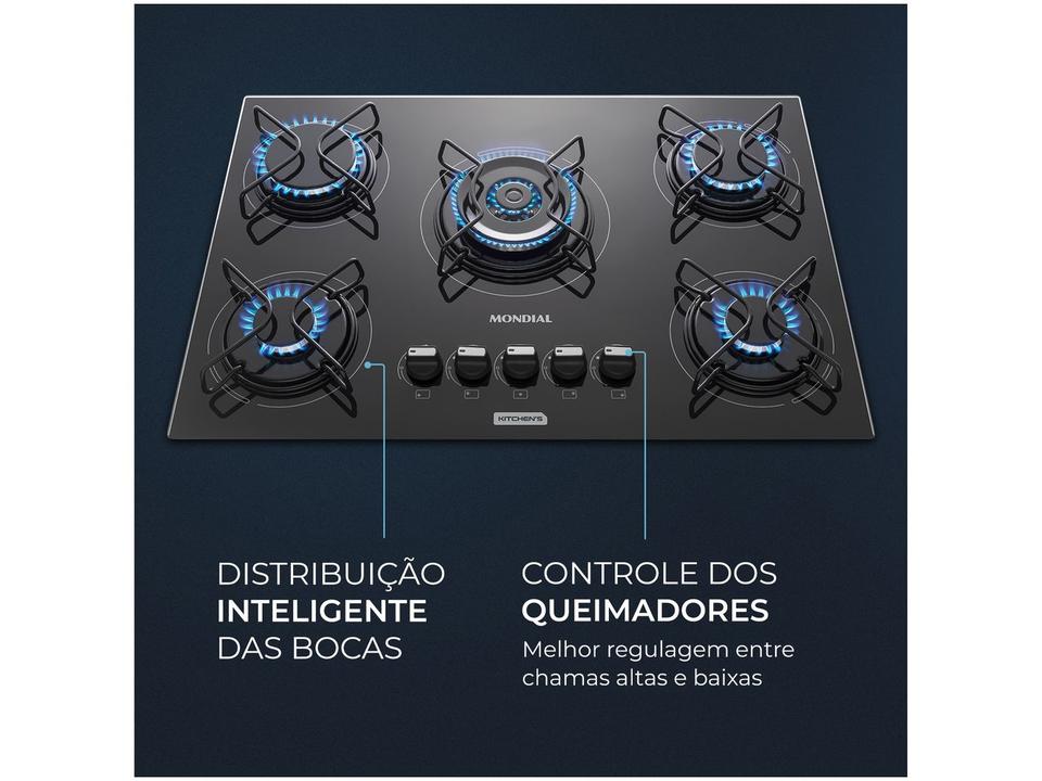 Cooktop 5 Bocas a Gás GLP Mondial Mesa de Vidro Preto Tripla Chama CTG-03 - 3