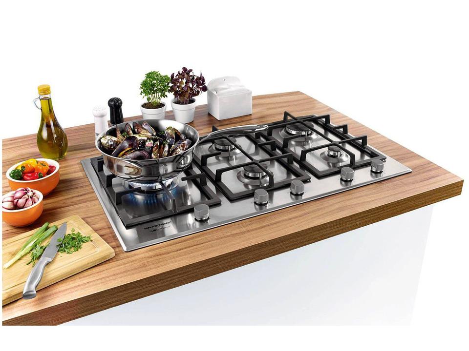 Cooktop 5 Bocas a Gás Natural GLP Brastemp Inox Dupla Chama Acendimento Automático com Trempes de Ferro Fundido Gourmand BDK90 - 1