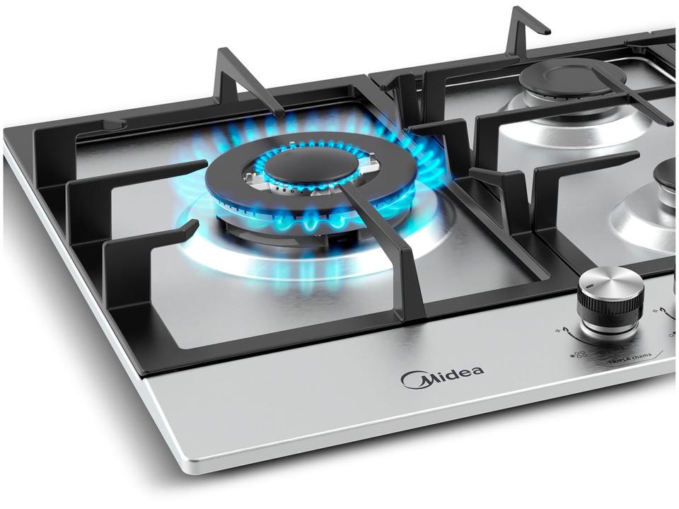 Cooktop 5 Bocas a Gás Natural Midea Mesa Inox Tripla Chama Acendimento Automático CYB5B - 5