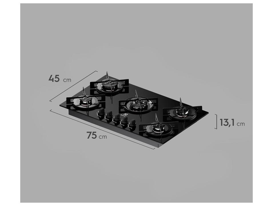 Cooktop 5 Bocas GLP Electrolux Preto Acendimento Automático Efficient KE5GT - 7
