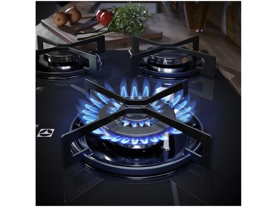 Cooktop 5 Bocas GLP Electrolux Tripla Chama Mesa de Vidro Preto Acendimento Automático Efficient KE5GT - 6