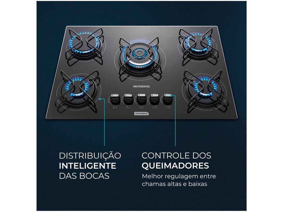 Cooktop 5 Bocas Mondial a Gás GLP Preto - 3