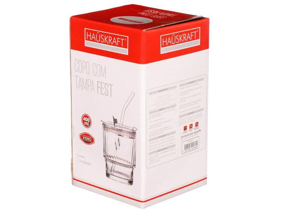 Copo de Vidro com Tampa Hauskraft Fest 400ml - 1