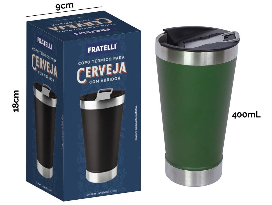 Copo Térmico Fratelli para Cerveja Premium Verde 400ml com Tampa e Abridor - 3