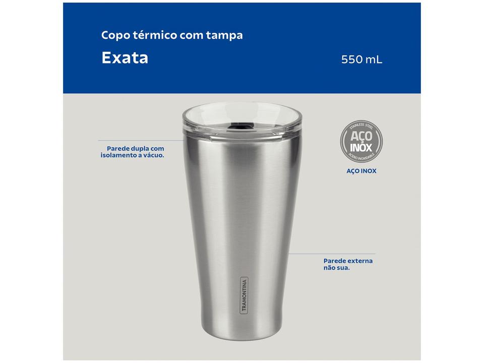 Copo Térmico Parede Dupla com Tampa Tramontina Exata 61646535 550ml - 2