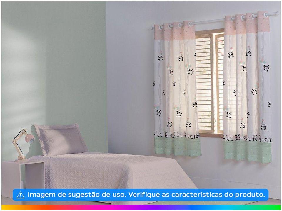 Cortina Corta-Luz Infantil Santista Branca  - Londres Panda 2,80x1,80m - 2