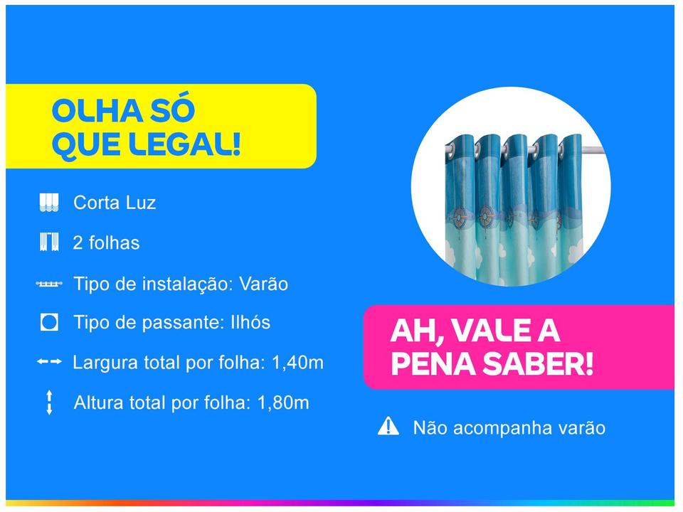 Cortina Infantil Santista Azul Londres Pirata - 1