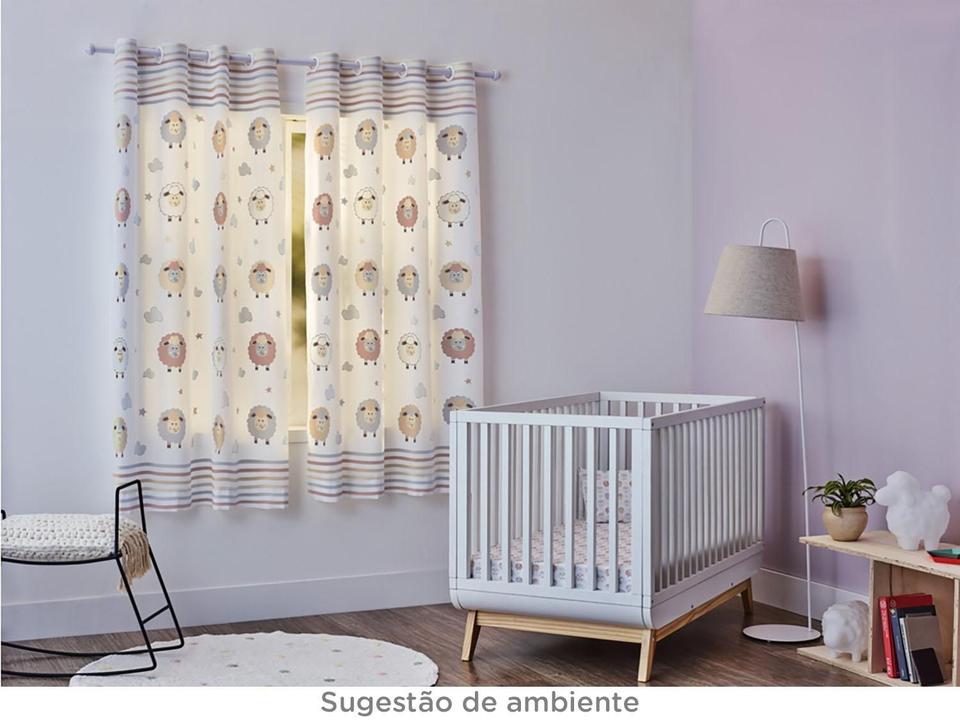 Cortina para Quarto Infantil Carneiros Santista - Londres Pompom 2,8x1,8m - 1