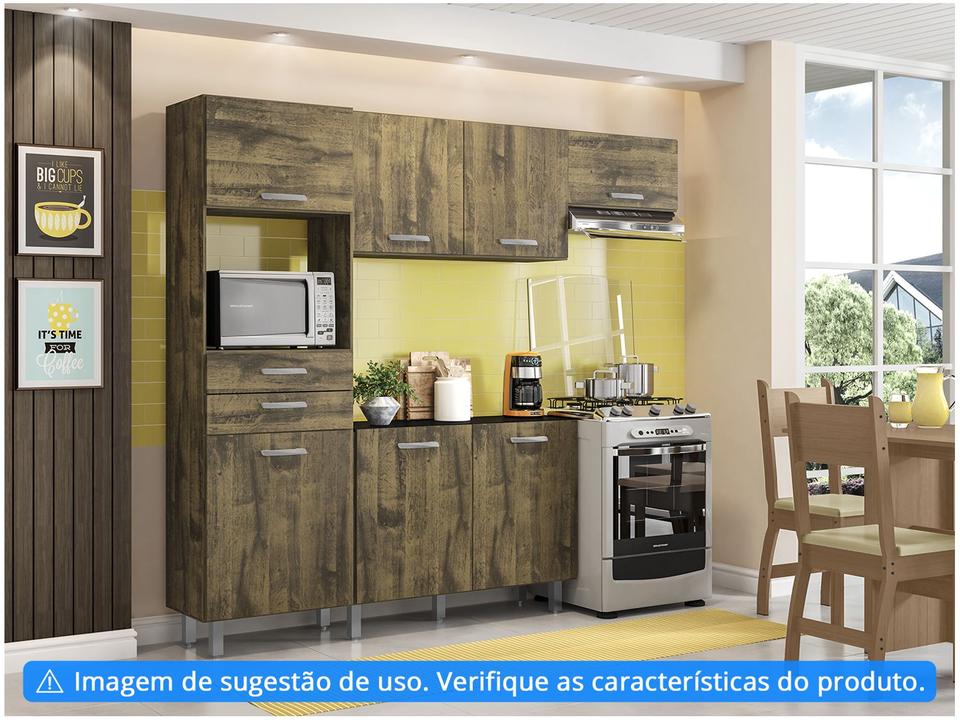 Cozinha Compacta Poliman Móveis Lia com Balcão Nicho para Micro-ondas 7 Portas 2 Gaveta - 4