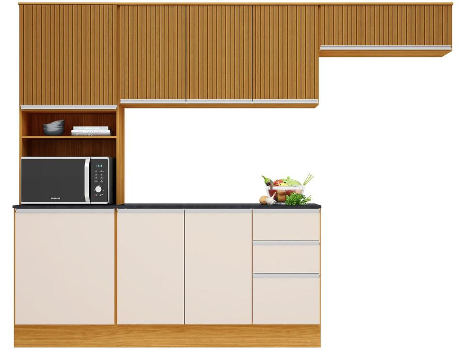 Cozinha Compacta Poliman Móveis Paris com Balcão 9 Portas 2 Gavetas - 3