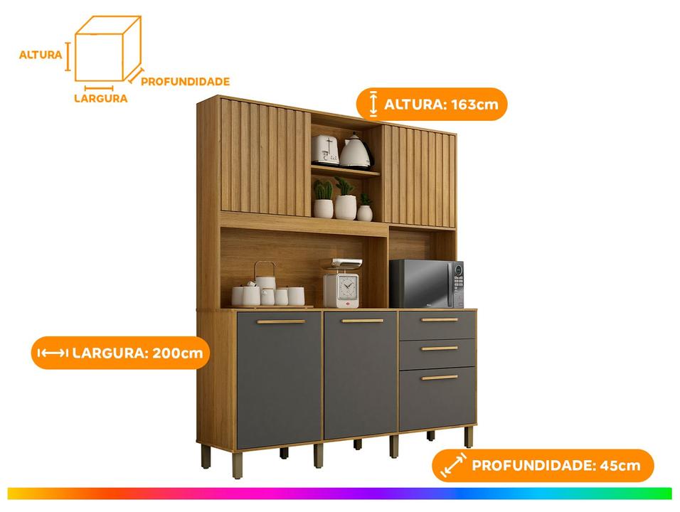 Cozinha Compacta Valdemóveis Diamante 5 Portas 2 Gavetas - 2