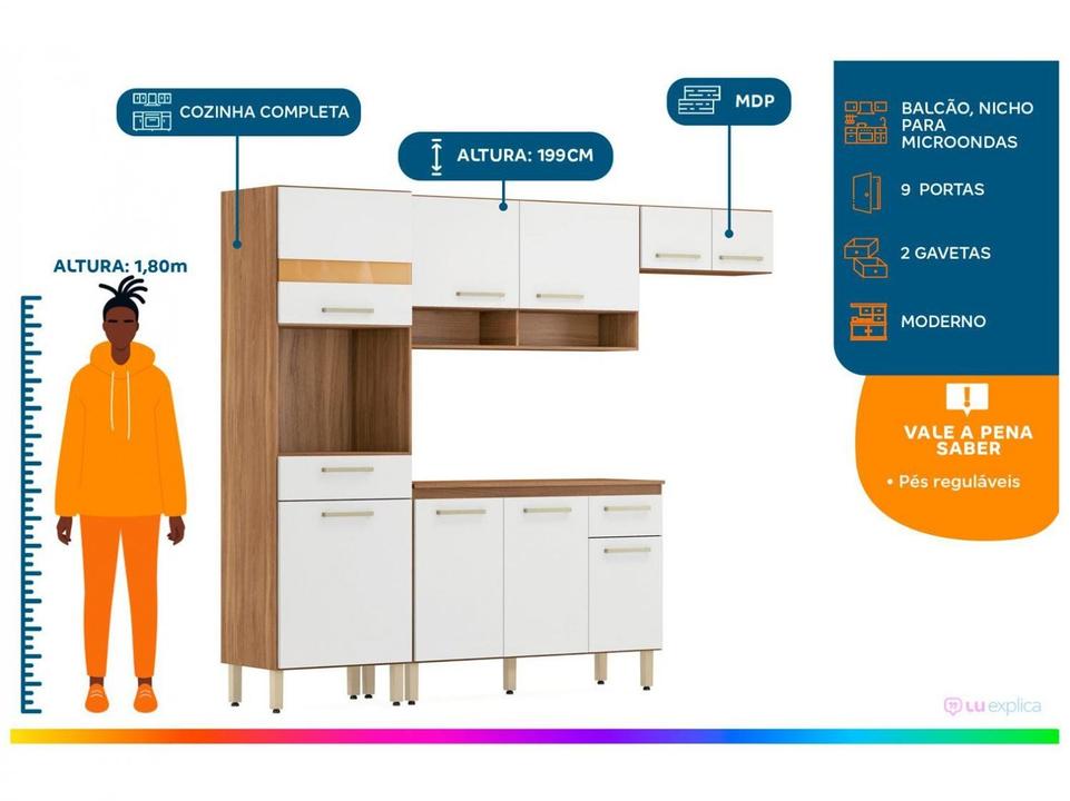 Cozinha Completa Demóbile Dama com Balcão - 1