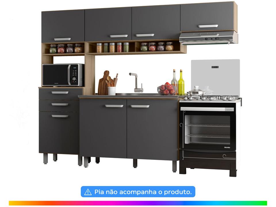 Cozinha Completa Poliman Móveis Siena com Balcão - 7 Portas 2 Gavetas - 2