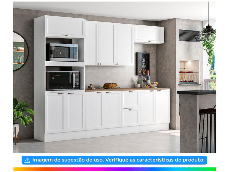 Cozinha Completa Poliman Móveis Unna com Balcão - com Nicho para Micro-ondas 11 Portas 2 Gavetas - 1