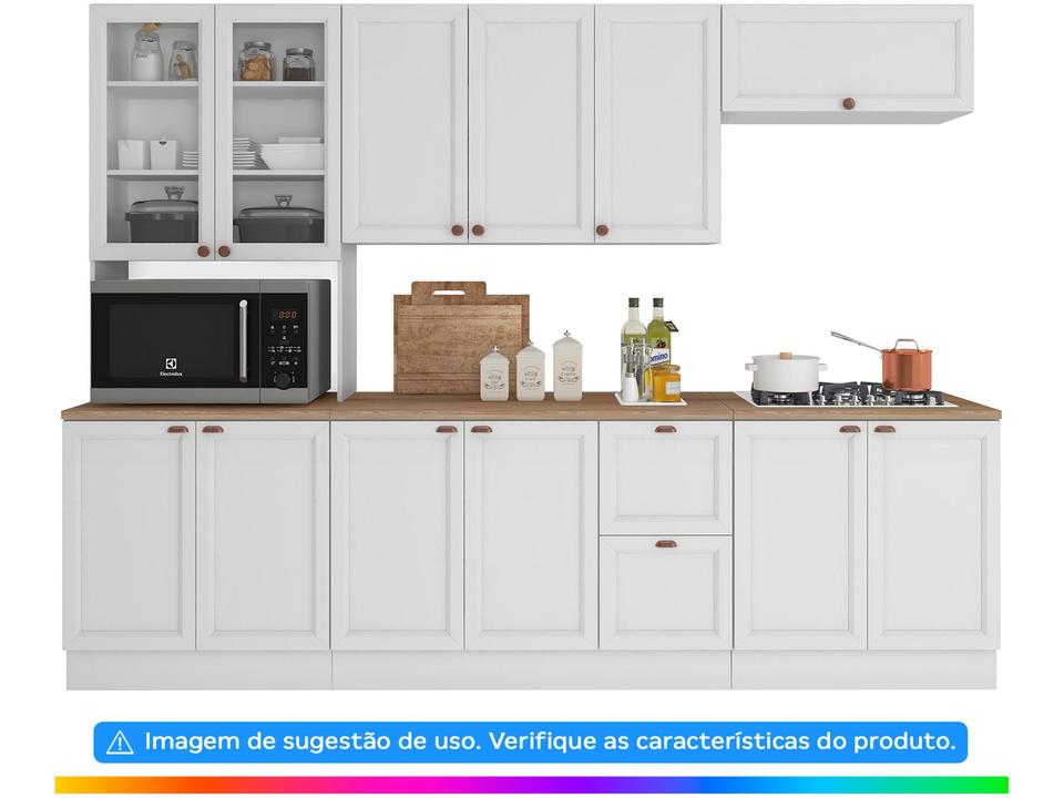 Cozinha Completa Poliman Móveis Unna com Balcão - com Nicho para Micro-ondas 12 Portas 2 Gavetas - 1