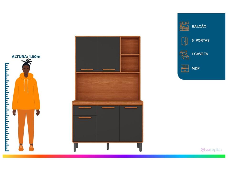 Cozinha Modulada Itatiaia Dunas com Balcão 5 Portas 1 Gaveta - 1