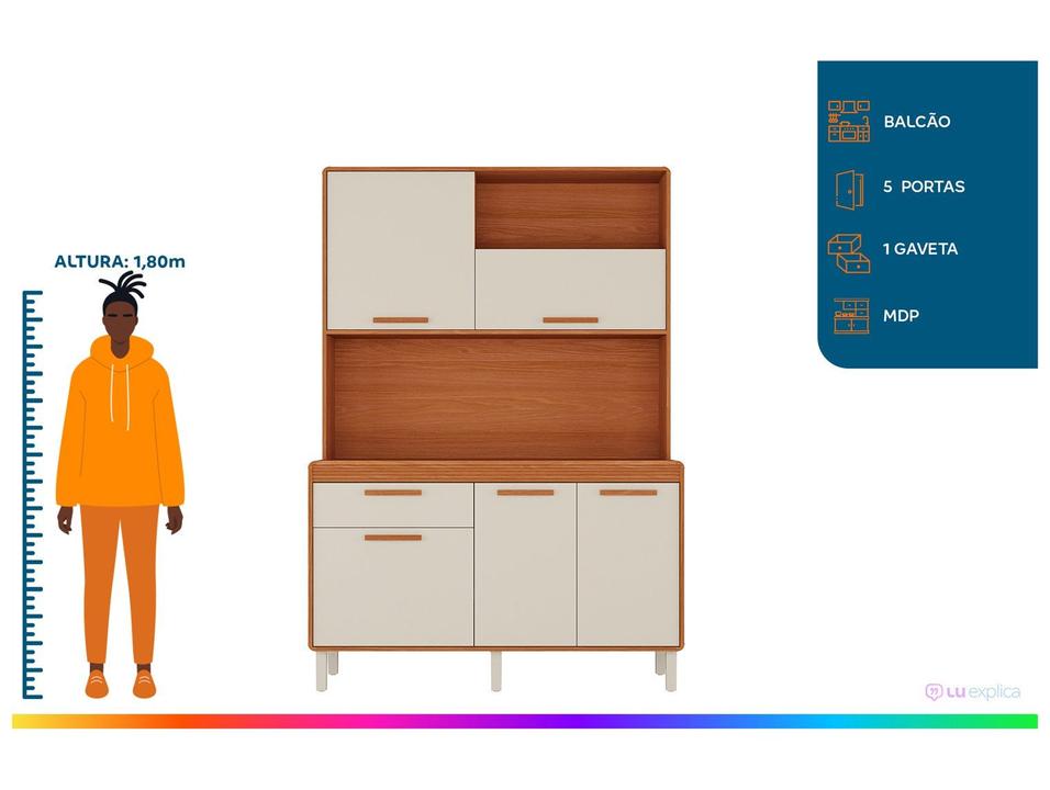 Cozinha Modulada Itatiaia Dunas com Balcão 5 Portas 1 Gaveta - 1