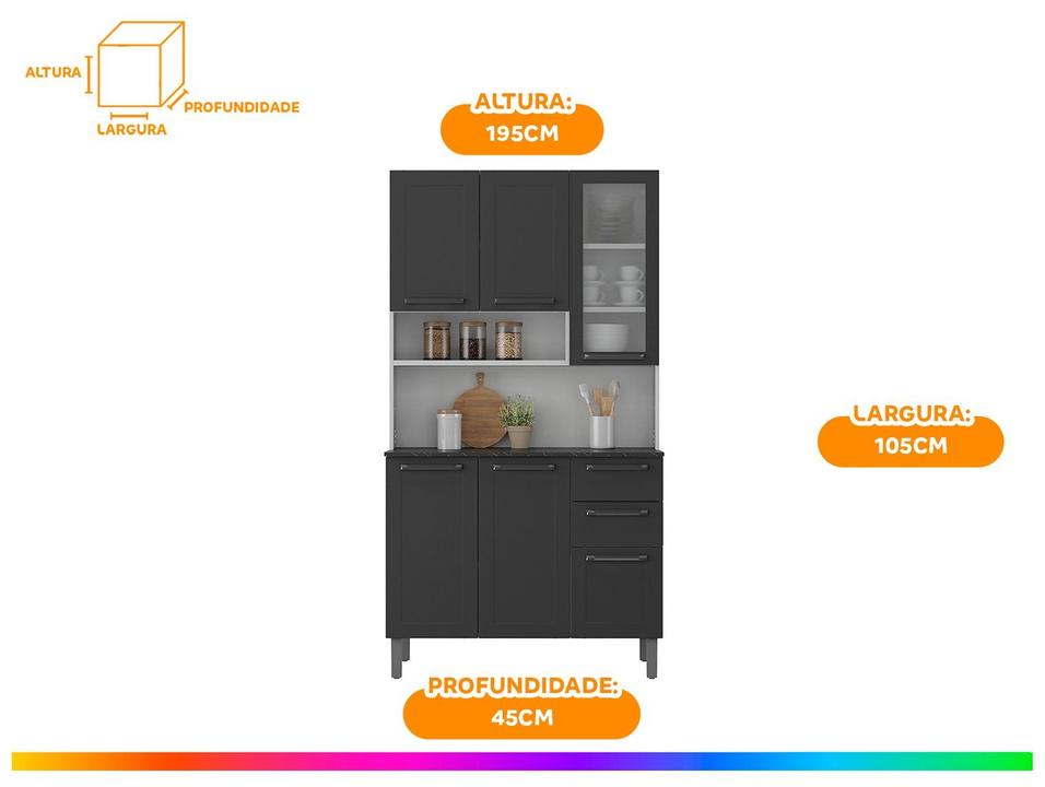Cozinha Modulada Itatiaia Florença com Balcão 6 Portas 2 Gavetas Aço - 2