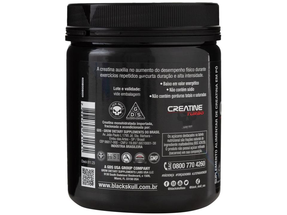 Creatina Mono-hidratada Black Skull Turbo em Pó 300g sem Sabor - 3